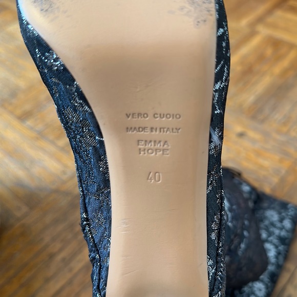 Anna Sui x Emma Hope Midnight Blue Tapestry Lace Up Boots - Picture 6 of 10